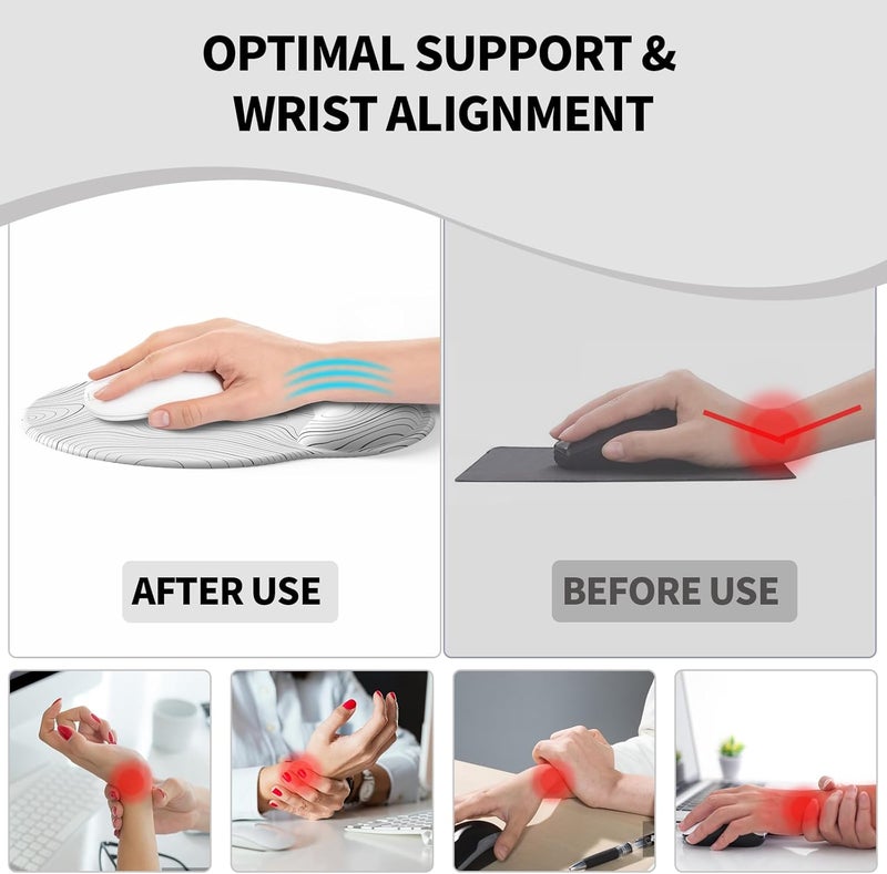 eulps Mouse Pad with Wrist Rest, Comfortable Computer Mousepad with Gel Wrist Support Smooth Surface and Non-Slip PU Base for Pain Relief, Laptop, Office & Home (White Line) - Image 4
